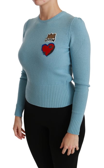 Dolce & Gabbana Azul Lana Reina Corazón Suéter - Image 3