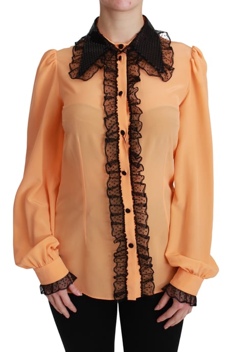 Blusa de Encaje con Lentejuelas de Seda Amarilla Dolce & Gabbana - Image 1