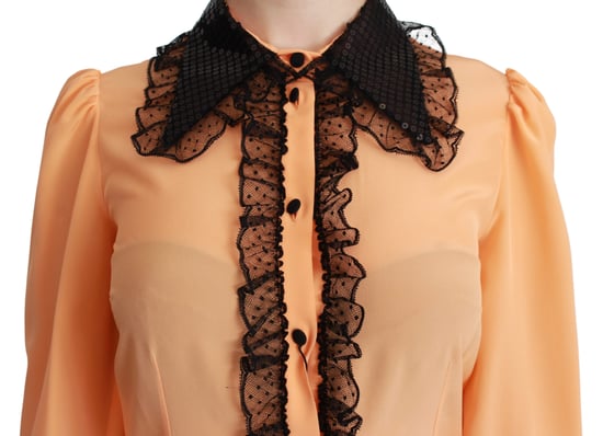 Blusa de Encaje con Lentejuelas de Seda Amarilla Dolce & Gabbana - Image 5