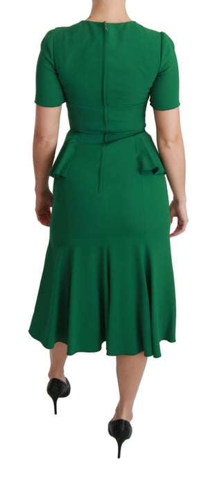 Vestido Midi de Viscosa con Parche de Corazón Verde de Dolce & Gabbana - Image 4