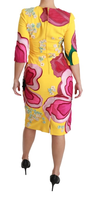 Vestido ajustado sin mangas de cristal floral amarillo de Dolce & Gabbana - Image 4