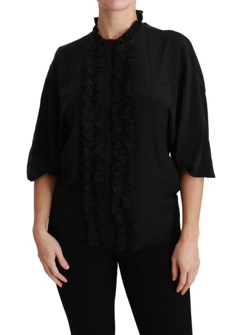 Blusa de seda negra con volantes de Dolce & Gabbana - Image 1