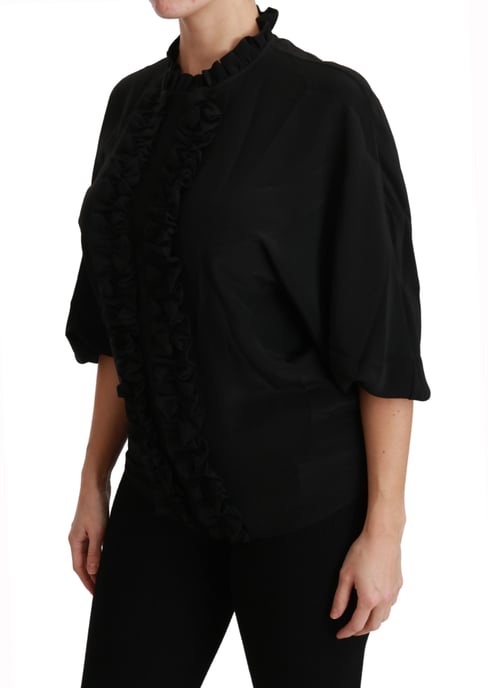 Blusa de seda negra con volantes de Dolce & Gabbana - Image 3