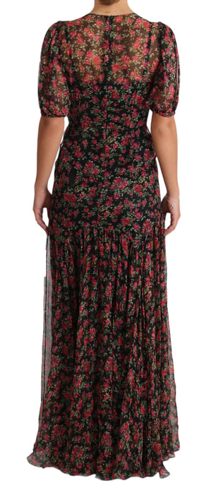 Vestido de línea A Dolce & Gabbana con rosas florales negras - Image 2
