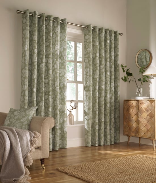 Cortinas de Ojal de Bosque Impresas Irwin en Salvia - Image 1