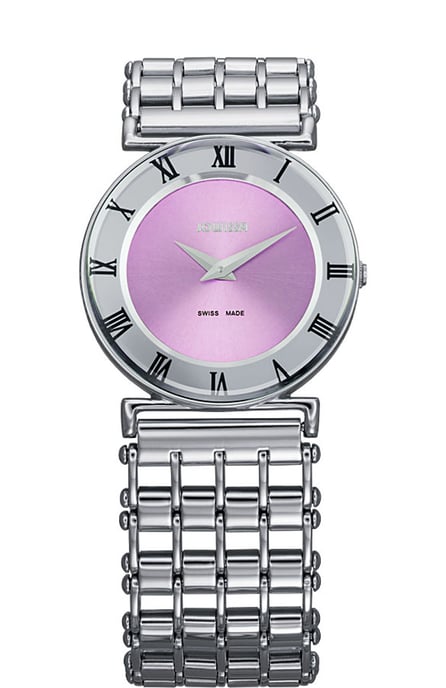 Jowissa Women's Roma Pastell Stainless Steel Purple Dial Roman Numeral Watch