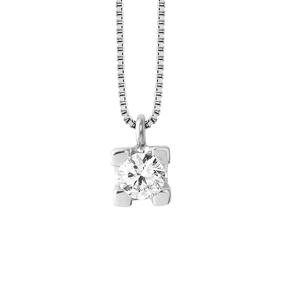 Collar de diamante solitario 0.20 cts oro blanco - Image 1