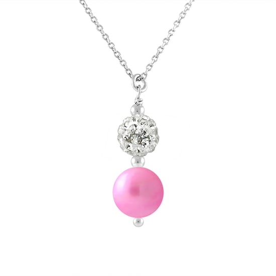 DIADEMA - Necklace - White Crystal & Pearl - Love Jewelry Collection