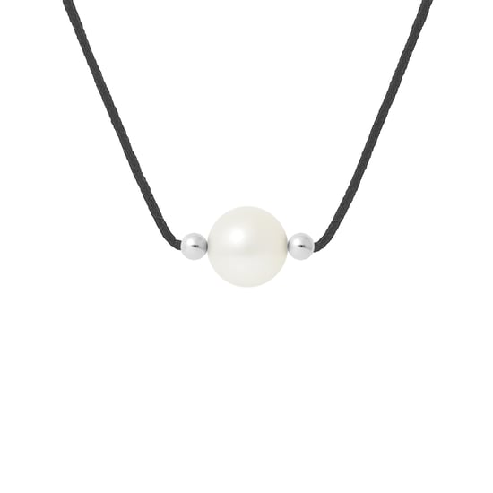 Collar de perlas de agua dulce Ronda de 9-10 mm Nylon Black 925 - Image 1