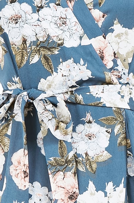 Mela Floral Satin Wrap Effect Midi Dress - Image 4