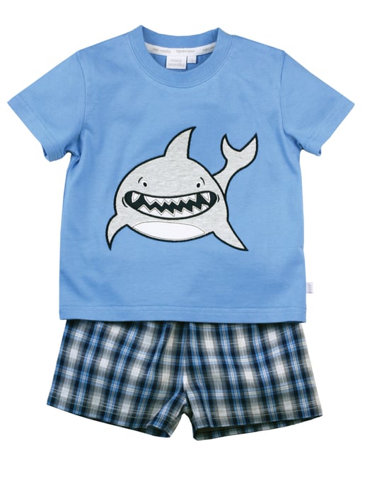 Boys' Smiley Shark Shortie Cotton Pyjamas