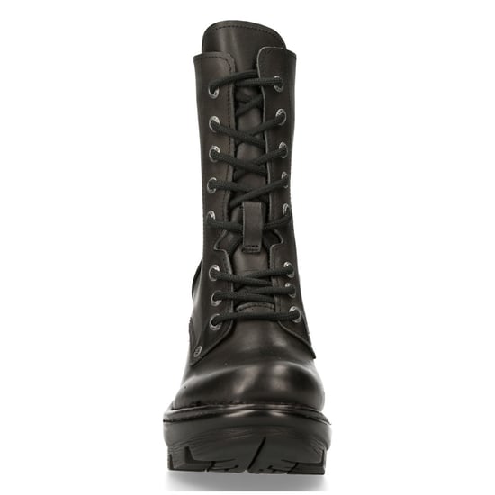 New Rock Gothic Black Leather Biker Boots- NEOTYRE07X-S1
