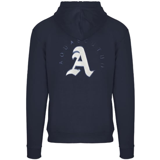 Aquascutum Monotone Aldis Emblem Logo Navy Blue Hoodie