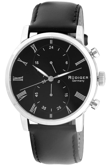 Rudiger R2300-04-007 Reloj de Piel Negra con Dial Negro Luminoso para Hombre de Baviera - Image 1