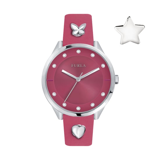 Reloj de Cuero de Piel de Ternera con Esfera Rosa para Mujer Furla - Image 1