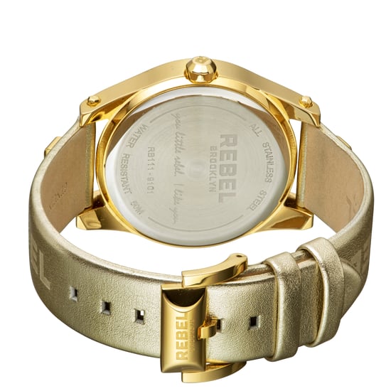 Rebel Women's Gravesend Yellow Gold Dial Leather Watch
