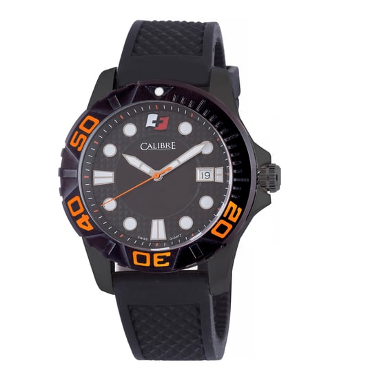 Reloj Calibre para Hombre Akron con Movimiento Suizo, Correa de Caucho Negra, Esfera Negra - Image 1