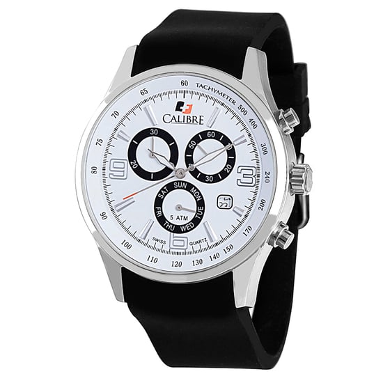 Reloj Calibre para Hombre Mauler con Movimiento Suizo, Correa de Silicona Negra, Esfera Blanca - Image 1