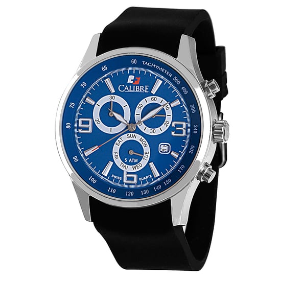 Reloj Calibre para Hombre Mauler con Movimiento Suizo, Correa de Silicona Negra, Esfera Azul - Image 1