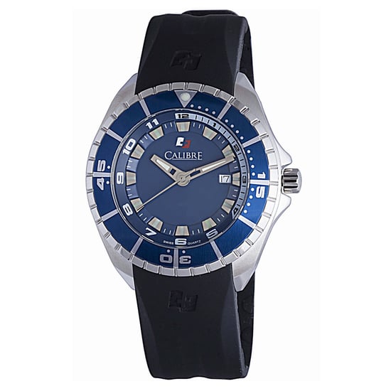 Reloj Calibre para Hombre Sea Knight con Movimiento Suizo, Correa de Goma Negra, Esfera Azul - Image 1