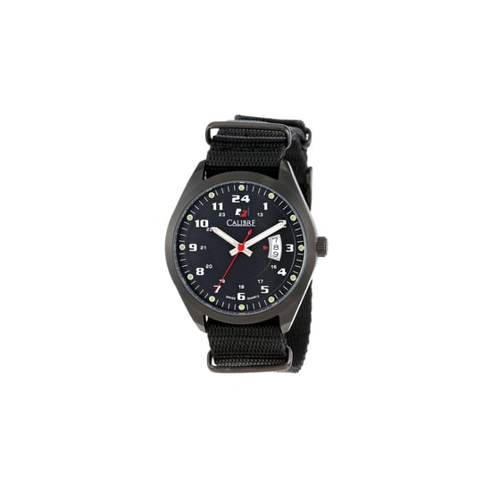Reloj de Hombre Calibre Trooper con Movimiento Suizo, Correa de Lona Negra, Esfera Negra - Image 1