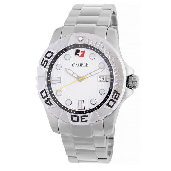 Reloj de Movimiento Suizo Calibre para Hombre Akron con Correa de Acero Inoxidable Plateada y Marcador Blanco - Image 1