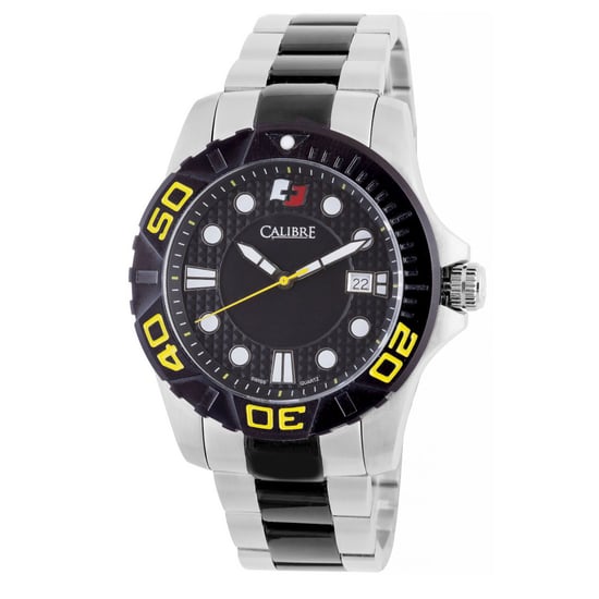 Reloj de Hombre Calibre Akron con Movimiento Suizo, Pulsera de Acero Inoxidable Bicolor, Esfera Negra - Image 1