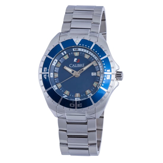Reloj Calibre para Hombre Sea Knight con movimiento Suizo, correa de acero inoxidable plateado, esfera azul. - Image 1