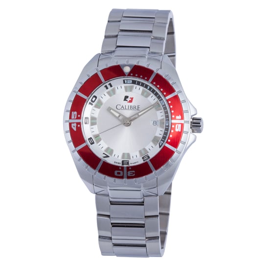 Calibre Men's Sea Knight Swiss Made Movement Watch Silver Stainless Steel Strap White Dial