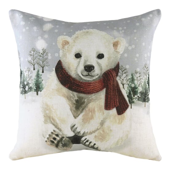 Snowy Polar Bear with Scarf Cushion - Image 1