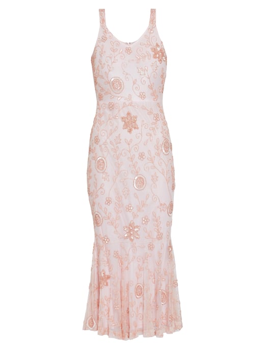 Gina Bacconi Zaina Beaded Maxi Dress in Pink