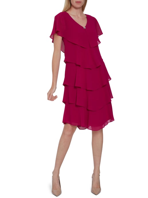 Gina Bacconi Sorina Tiered Dress in Pink