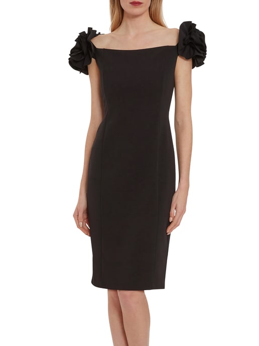 Gina Bacconi Bretta Stretch Crepe Dress in Black