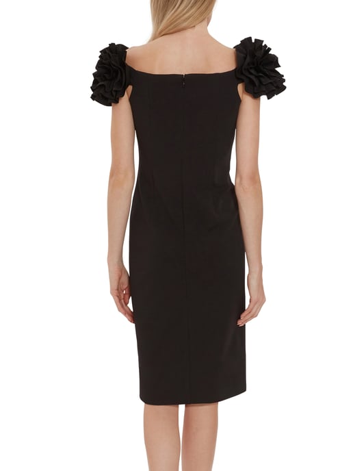 Gina Bacconi Bretta Stretch Crepe Dress in Black