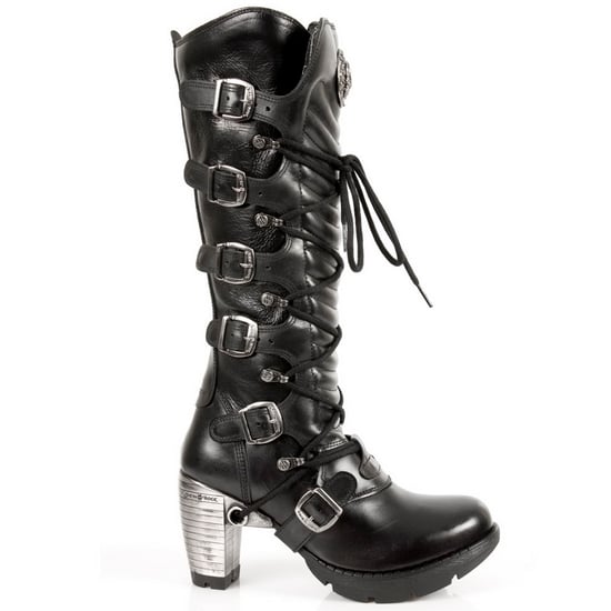 Botas hasta la rodilla con cordones y hebillas negras para damas de New Rock TR004-S1 - Image 2