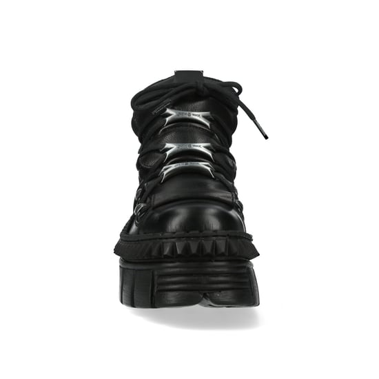 New Rock Black Leather Ankle Goth Boots-WALL106-S13