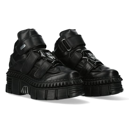 New Rock Metallic Ankle Leather Boots-WALL285-S3