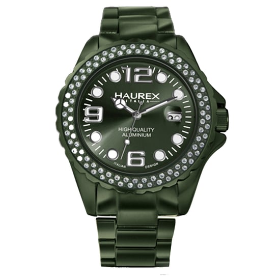 Reloj de Fecha de Mujer Haurex Italia XK374DVV Ink Stones Verde Aluminio Cristal - Image 1
