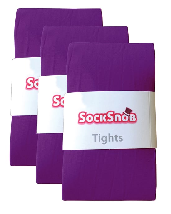 3 Pares de Mallas Opacas de 80 Deniers de Colores para Mujer | Sock Snob | Mallas de Colores en Bloque - Imperial Purple - Image 2