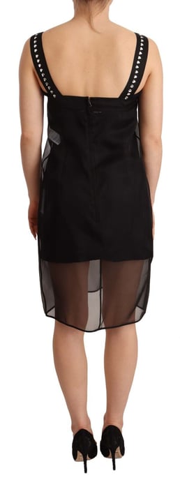 Vestido Mini Ajustado de Seda Negra con Cristales de Dolce & Gabbana para Mujer - Image 3