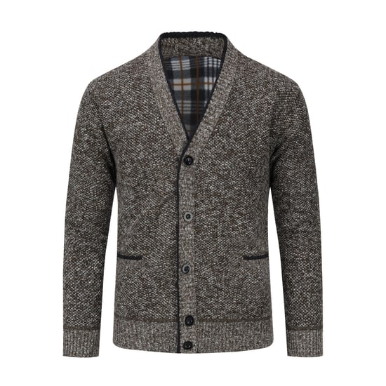 Men's Cardigan with Two Pocket Button Stand-Up Collar Cardigan for Winter Brown