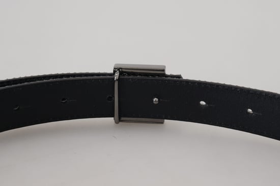 Dolce & Gabbana Men's Silver Leather Tone Square Metal Buckle