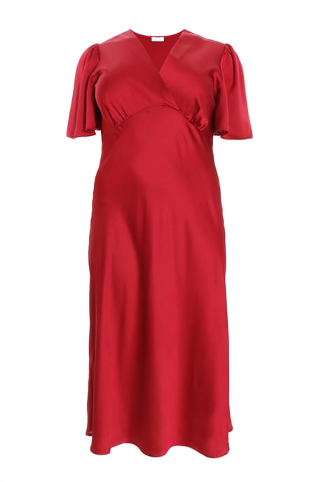 Curve Red Satin Midi Dress