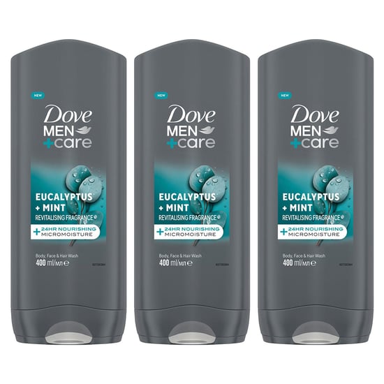 Dove Men+Care 3-in-1 Hair, Body & Face Wash Eucalyptus + Mint Fragrance, 3x400ml