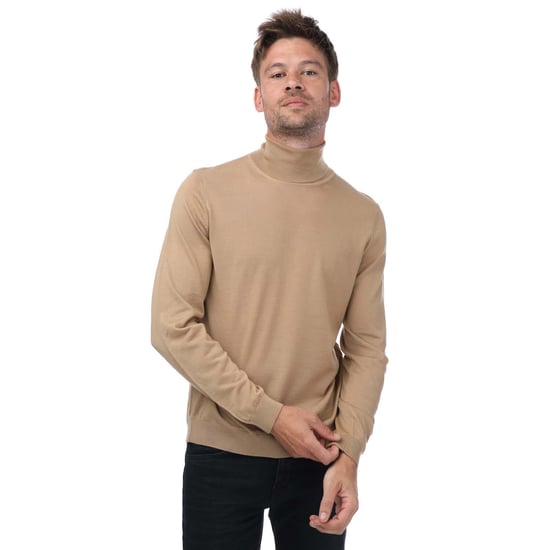 Men's Hugo Boss Slim Fit Rollneck Sweatshirt in Beige - Image 1