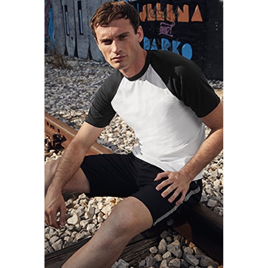Fruit Of The Loom Mens Short Sleeve Baseball T-Shirt (White/Black) - Image 3