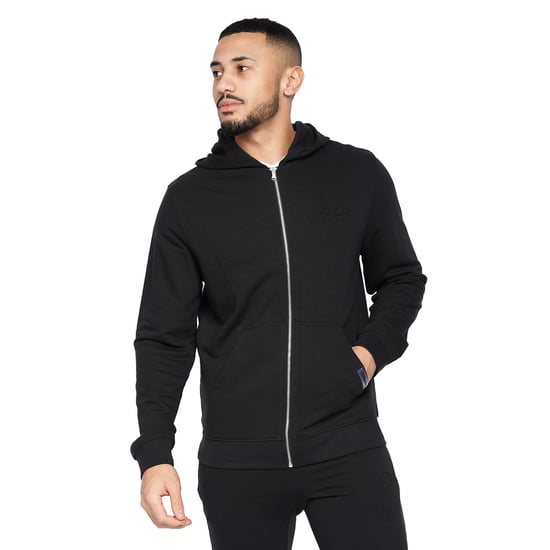 Crosshatch Mens Braxson Full Zip Hoodie (Black) - Image 1