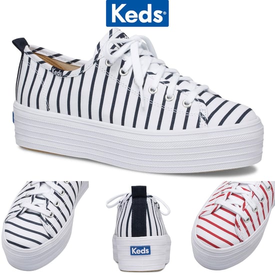 Keds Women's Triple Up Breton Stripe Canvas White & Navy Shoes