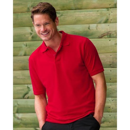 Russell Mens Ripple Collar & Cuff Short Sleeve Polo Shirt (Bright Red) - Image 4