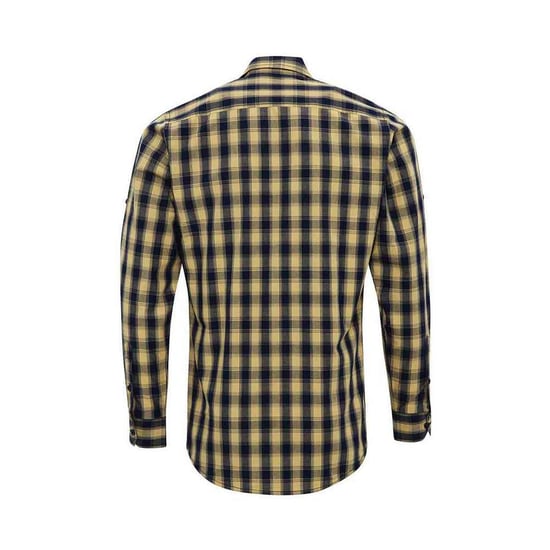 Premier Mens Mulligan Checked Cotton Long-Sleeved Shirt (Camel/Navy) - Image 2
